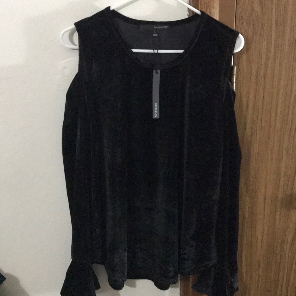 Harve Benard | Velvet Cold Shoulder Bell Sleeve